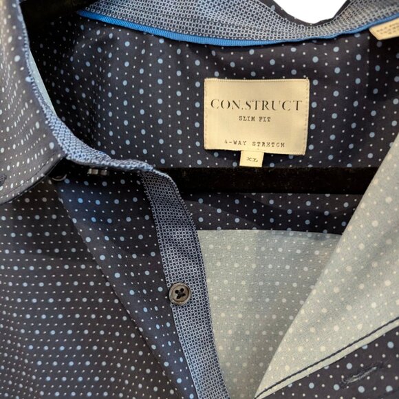 Construct Men's Short Sleeve Button Down Blue with Polka Dots - Size XL - Picture 6 of 7